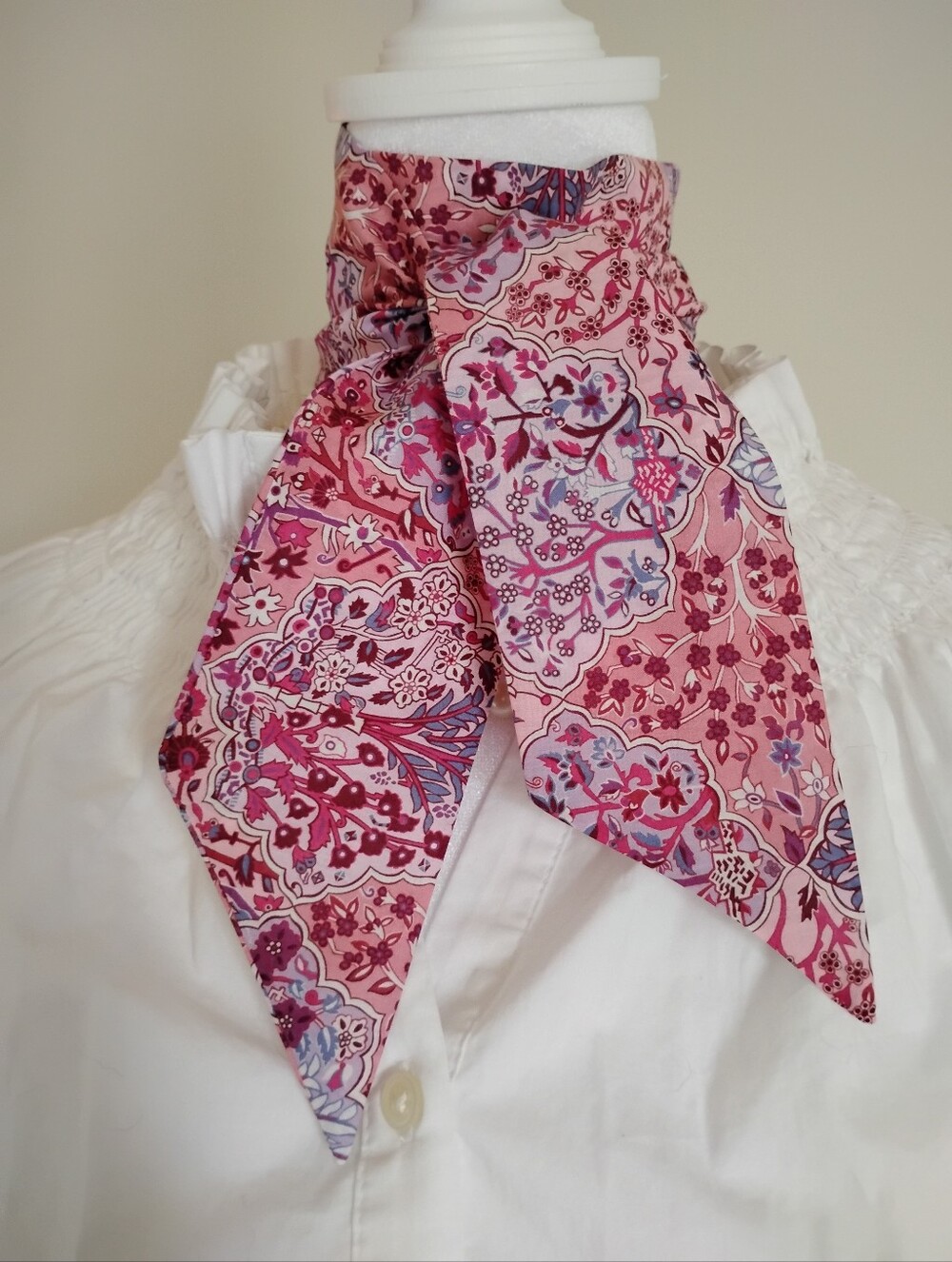 Liberty Art Fabric Tana Lawn Skinny Scarf Aspley  Tile Pink Purple Floral Trees